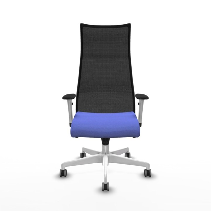 Albacete malla sincro malla negra bali azul claro brazos blancos base blanca ruedas 65mm engomadas