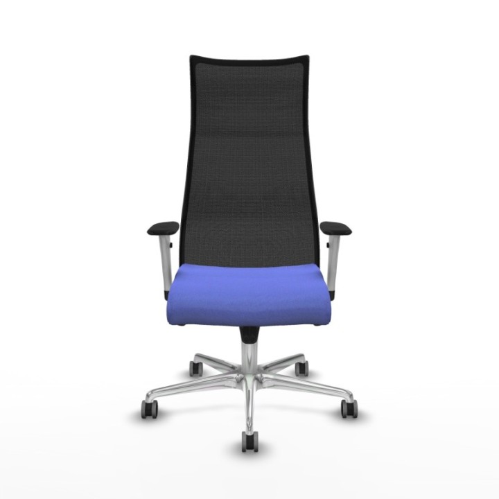 Albacete malla sincro malla negra bali azul claro brazos blancos base aluminio ruedas 65mm engomadas