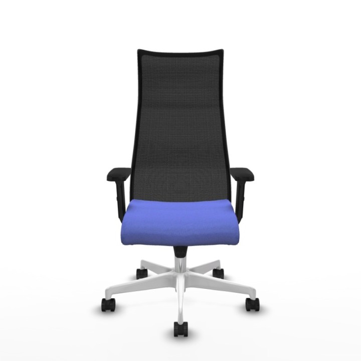 Albacete malla sincro malla negra bali azul claro brazos 2D base blanca ruedas 65 mm nailon