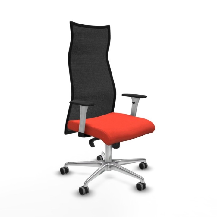 Albacete malla sincro malla negra bali naranja oscuro brazos blancos base aluminio ruedas 65mm engomadas