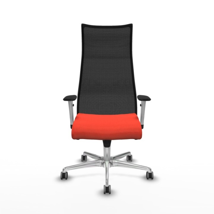 Albacete malla sincro malla negra bali naranja oscuro brazos blancos base aluminio ruedas 65mm engomadas