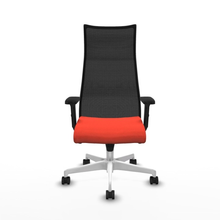 Albacete malla sincro malla negra bali naranja oscuro brazos 2D base blanca ruedas 65 mm nailon