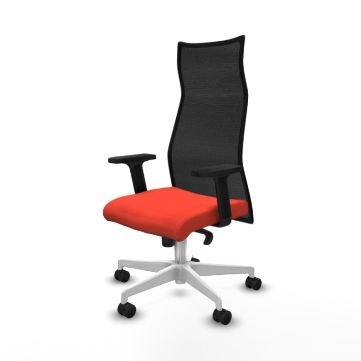 Albacete malla sincro malla negra bali naranja oscuro brazos 2D base blanca ruedas 65 mm nailon