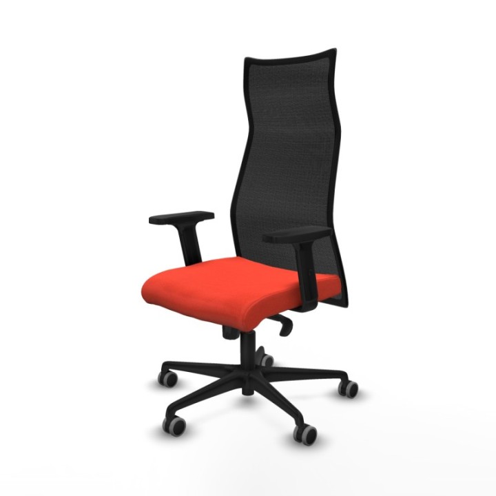 Albacete malla sincro malla negra bali naranja oscuro brazos 2D base nailon ruedas 65mm engomadas