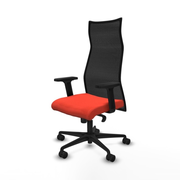 Albacete malla sincro malla negra bali naranja oscuro brazos 2D base nailon ruedas 65 mm nailon