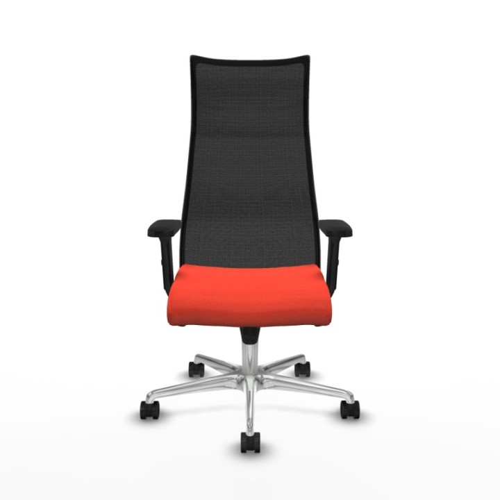 Albacete malla sincro malla negra bali naranja oscuro brazos 2D base aluminio ruedas 65 mm nailon