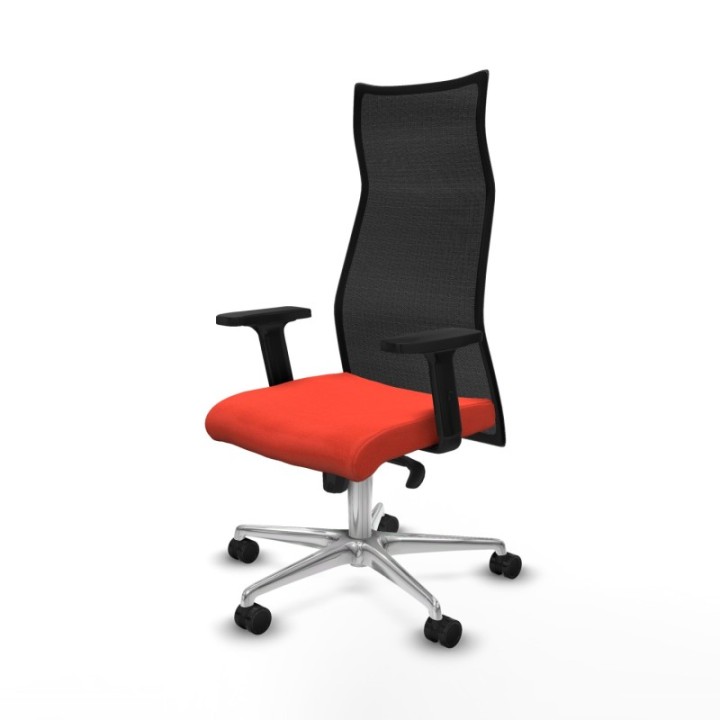 Albacete malla sincro malla negra bali naranja oscuro brazos 2D base aluminio ruedas 65 mm nailon