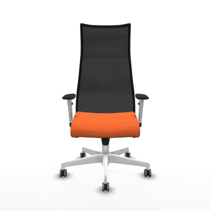 Albacete malla sincro malla negra bali naranja brazos blancos base blanca ruedas 65mm engomadas