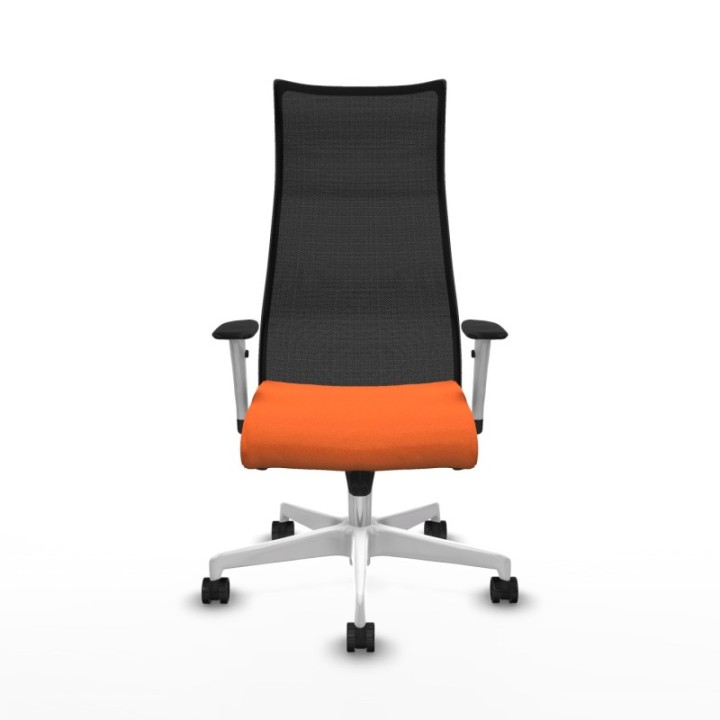 Albacete malla sincro malla negra bali naranja brazos blancos base blanca ruedas 65 mm nailon