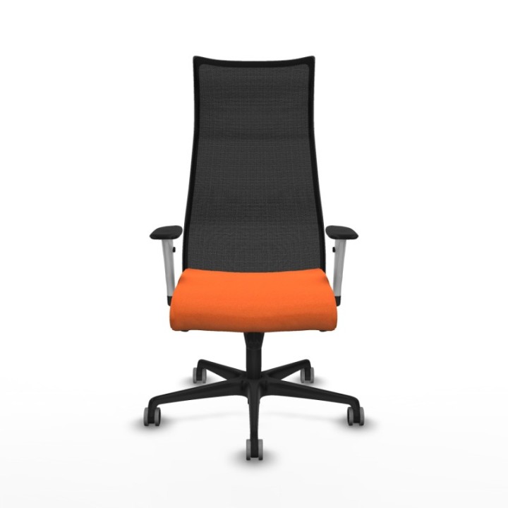 Albacete malla sincro malla negra bali naranja brazos blancos base nailon ruedas 65mm engomadas