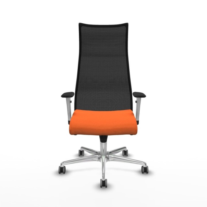 Albacete malla sincro malla negra bali naranja brazos blancos base aluminio ruedas 65mm engomadas