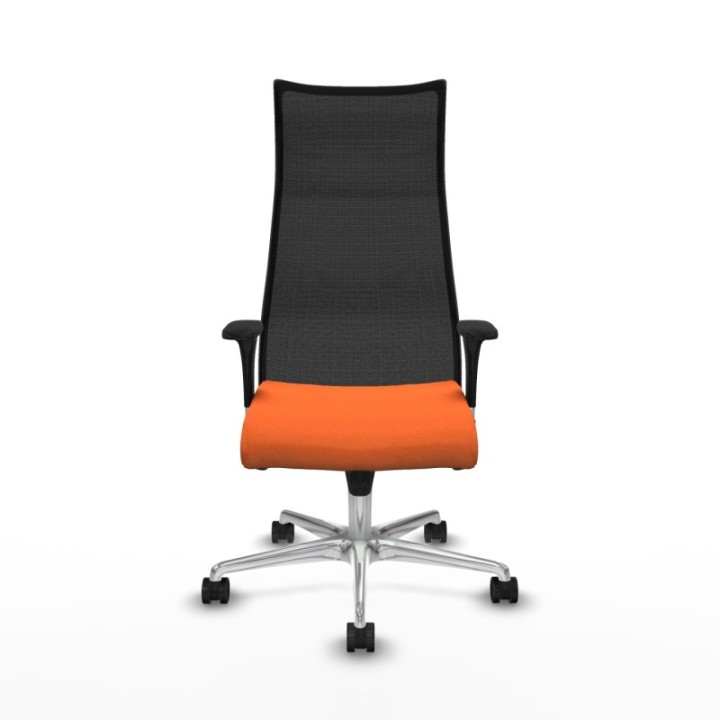 Albacete malla sincro malla negra bali naranja brazos 1D base aluminio ruedas 65 mm nailon