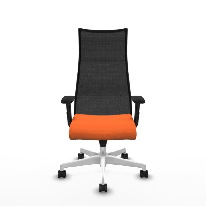 Albacete malla sincro malla negra bali naranja brazos 2D base blanca ruedas 65 mm nailon