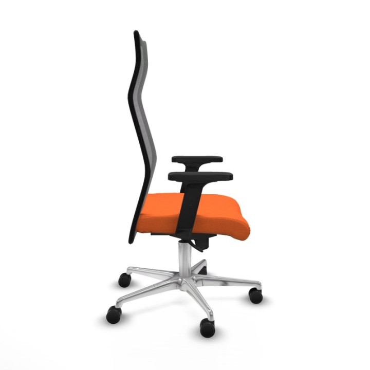 Albacete malla sincro malla negra bali naranja brazos 2D base aluminio ruedas 65 mm nailon