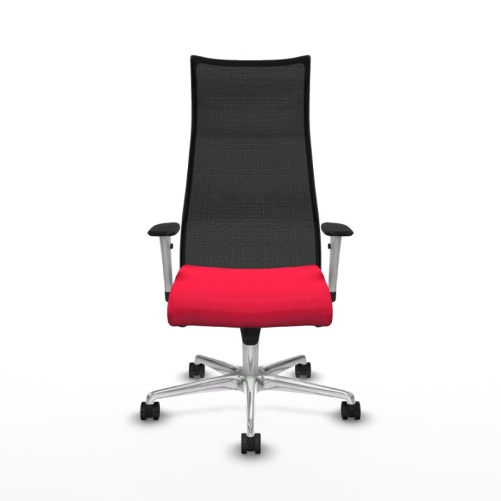 Albacete malla sincro malla negra bali rojo brazos blancos base aluminio ruedas 65 mm nailon