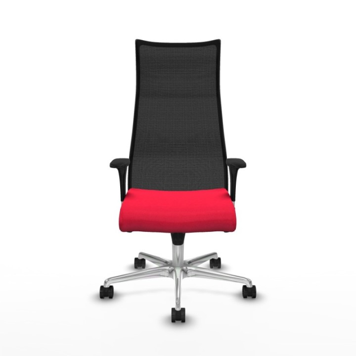 Albacete malla sincro malla negra bali rojo brazos 1D base aluminio ruedas 65 mm nailon