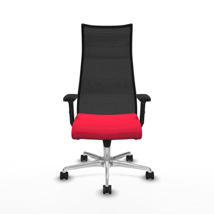 Albacete malla sincro malla negra bali rojo brazos 2D base aluminio ruedas 65 mm nailon