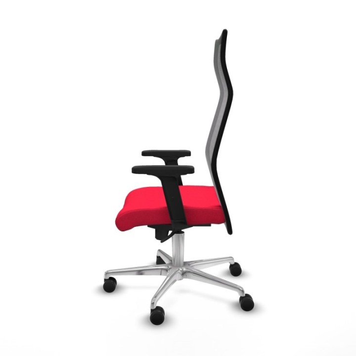 Albacete malla sincro malla negra bali rojo brazos 2D base aluminio ruedas 65 mm nailon