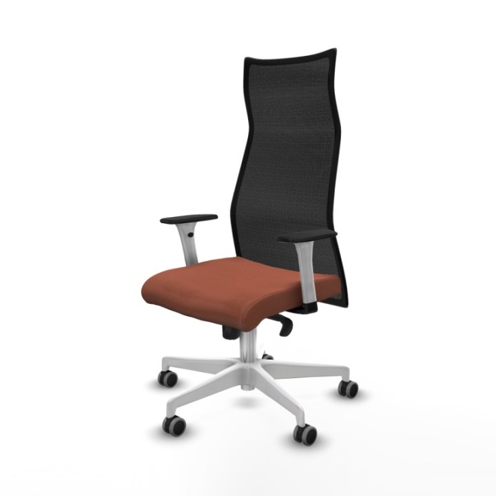 Albacete malla sincro malla negra bali marrón brazos blancos base blanca ruedas 65mm engomadas