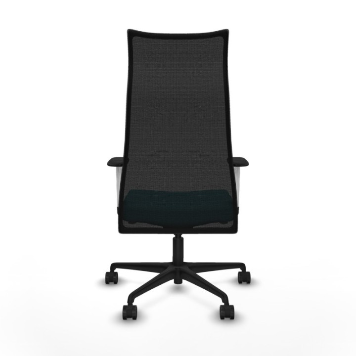 Albacete malla sincro malla negra bali turquesa brazos blancos base nailon ruedas 65 mm nailon