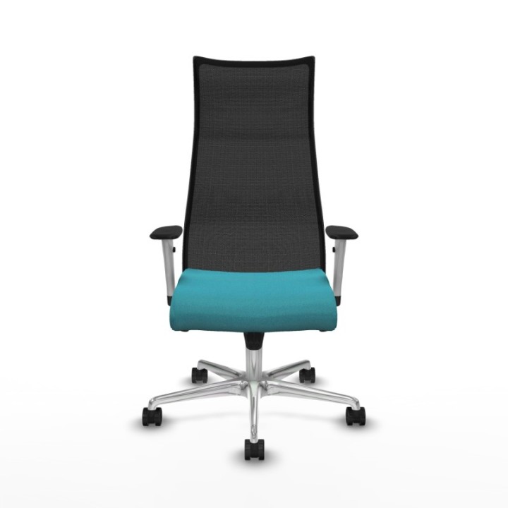 Albacete malla sincro malla negra bali turquesa brazos blancos base aluminio ruedas 65 mm nailon