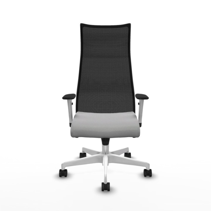 Albacete malla sincro malla negra bali gris claro brazos blancos base blanca ruedas 65 mm nailon