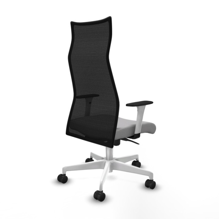 Albacete malla sincro malla negra bali gris claro brazos blancos base blanca ruedas 65 mm nailon