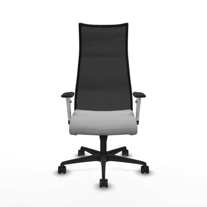 Albacete malla sincro malla negra bali gris claro brazos blancos base nailon ruedas 65 mm nailon