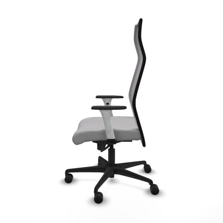 Albacete malla sincro malla negra bali gris claro brazos blancos base nailon ruedas 65 mm nailon