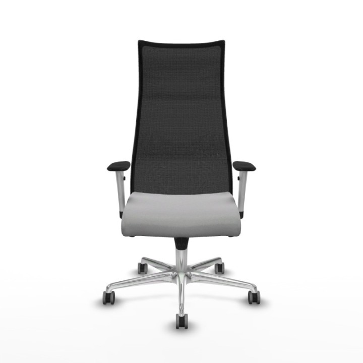 Albacete malla sincro malla negra bali gris claro brazos blancos base aluminio ruedas 65mm engomadas