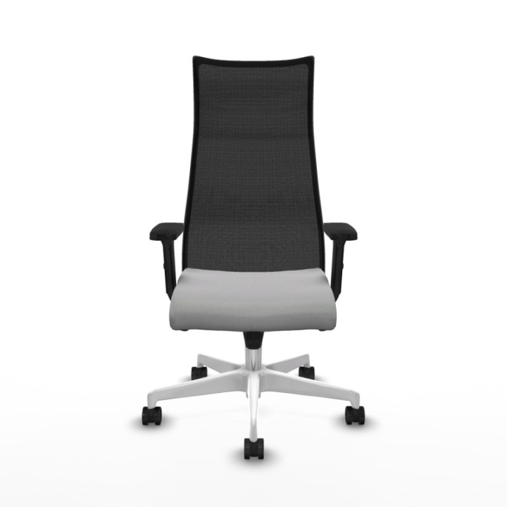 Albacete malla sincro malla negra bali gris claro brazos 2D base blanca ruedas 65 mm nailon