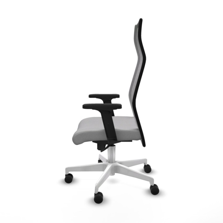 Albacete malla sincro malla negra bali gris claro brazos 2D base blanca ruedas 65 mm nailon