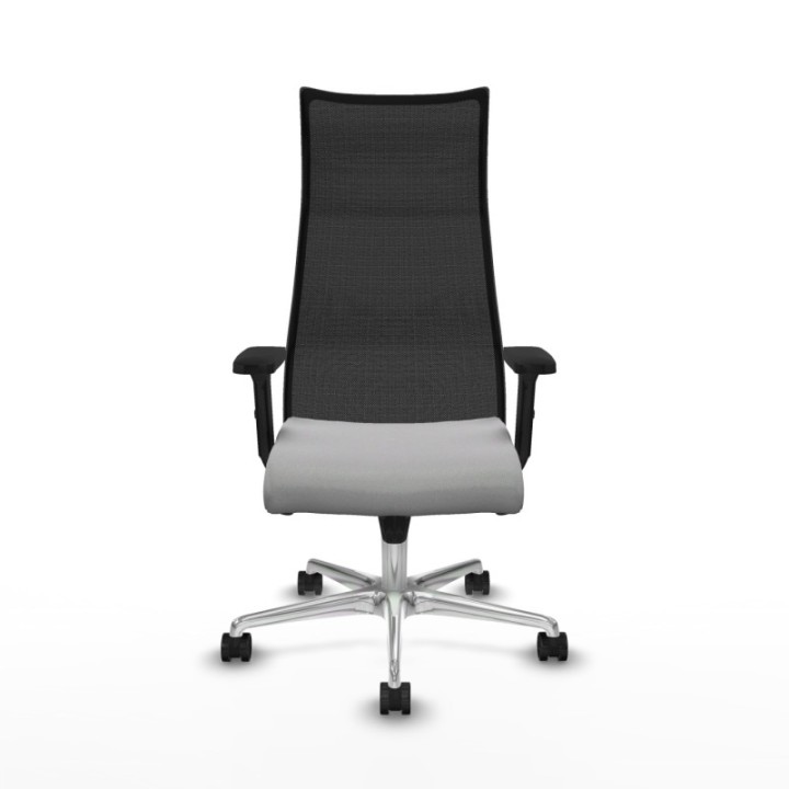 Albacete malla sincro malla negra bali gris claro brazos 2D base aluminio ruedas 65 mm nailon