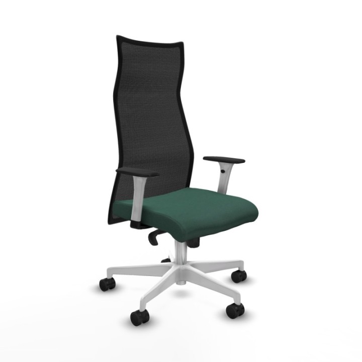 Albacete malla sincro malla negra bali verde botella brazos blancos base blanca ruedas 65 mm nailon