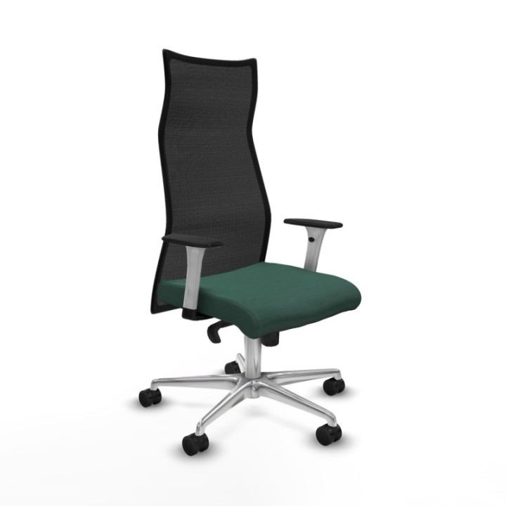 Albacete malla sincro malla negra bali verde botella brazos blancos base aluminio ruedas 65 mm nailon