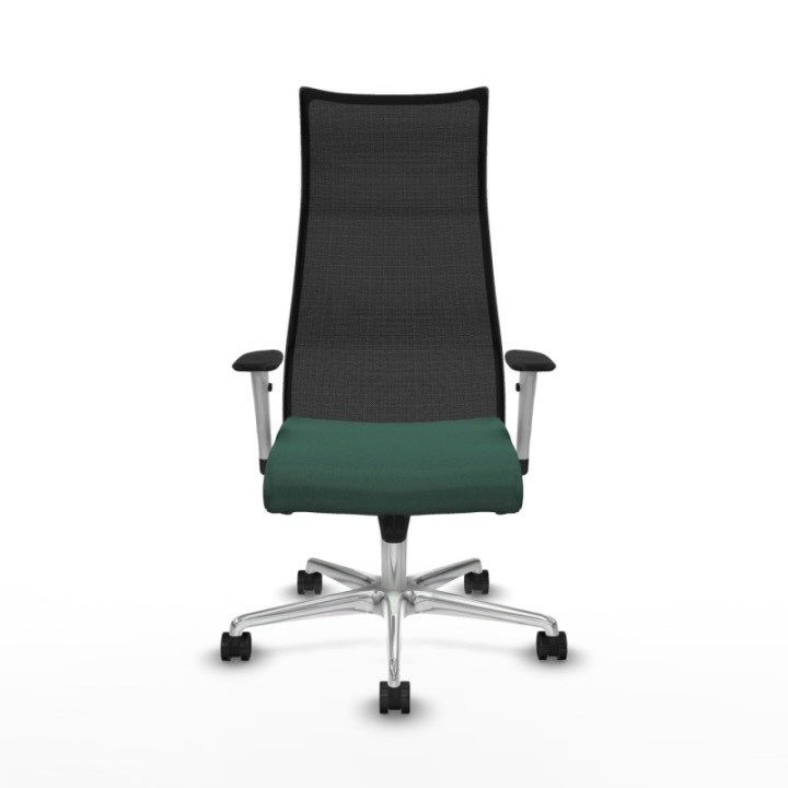 Albacete malla sincro malla negra bali verde botella brazos blancos base aluminio ruedas 65 mm nailon