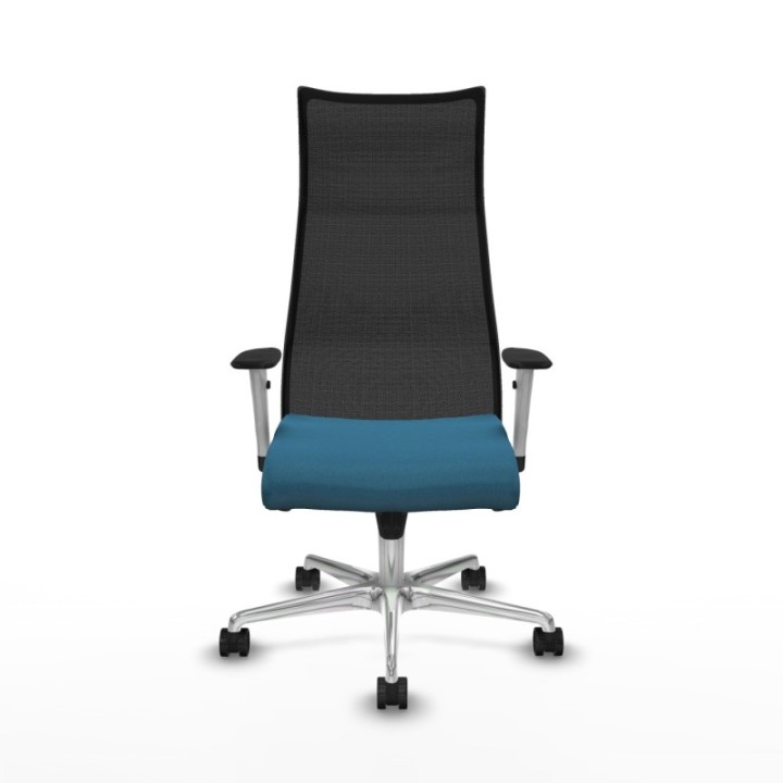 Albacete malla sincro malla negra bali verde petroleo brazos blancos base aluminio ruedas 65 mm nailon