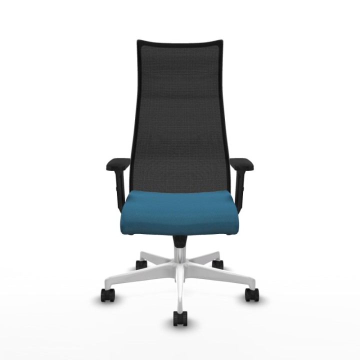 Albacete malla sincro malla negra bali verde petroleo brazos 2D base blanca ruedas 65 mm nailon