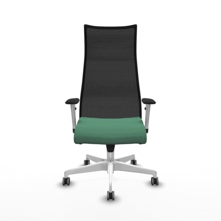 Albacete malla sincro malla negra bali verde esmeralda brazos blancos base blanca ruedas 65mm engomadas