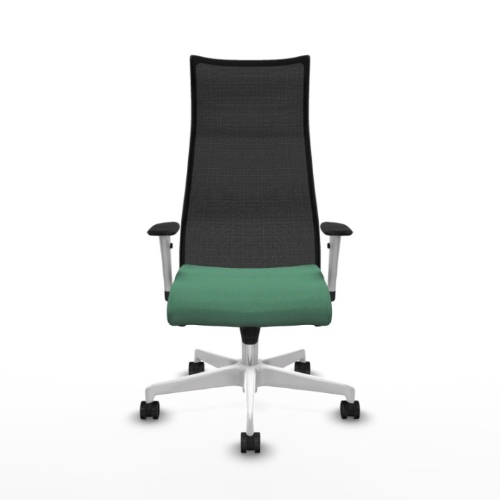 Albacete malla sincro malla negra bali verde esmeralda brazos blancos base blanca ruedas 65 mm nailon