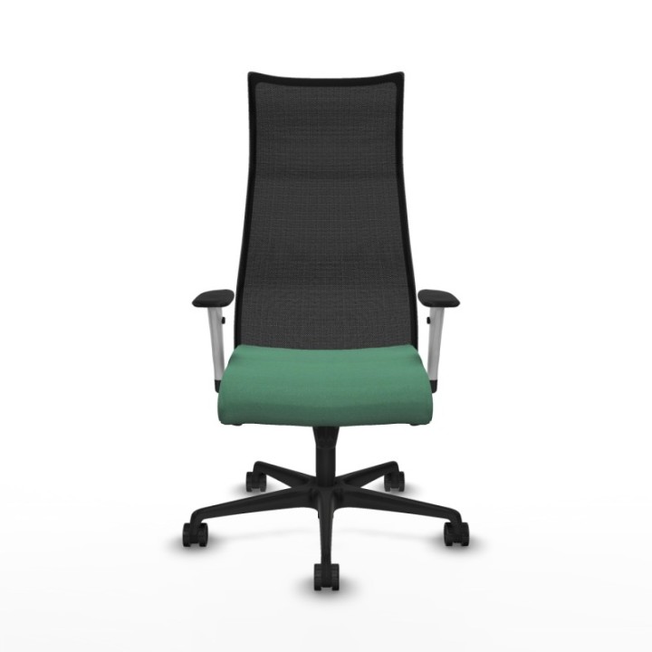 Albacete malla sincro malla negra bali verde esmeralda brazos blancos base nailon ruedas 65 mm nailon