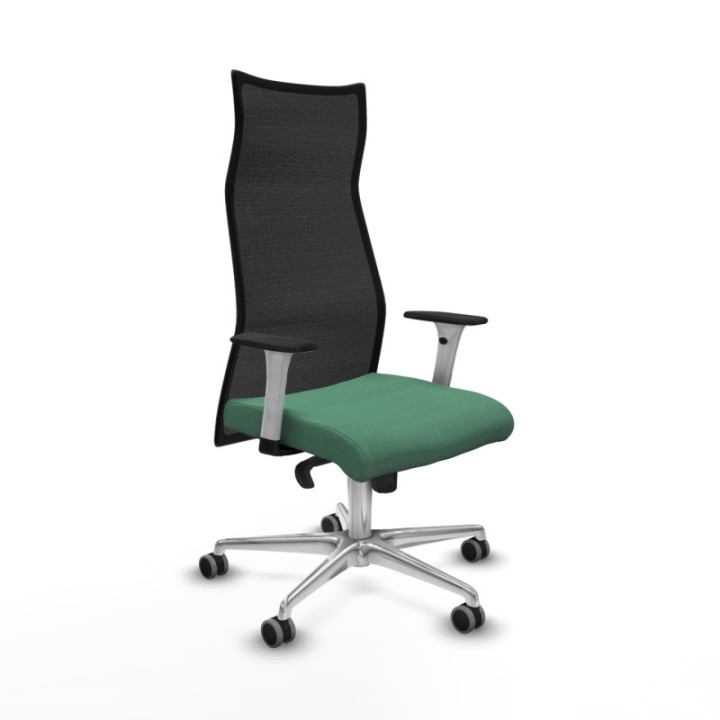 Albacete malla sincro malla negra bali verde esmeralda brazos blancos base aluminio ruedas 65mm engomadas