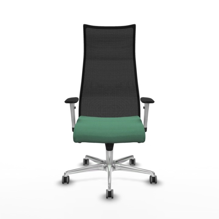 Albacete malla sincro malla negra bali verde esmeralda brazos blancos base aluminio ruedas 65mm engomadas