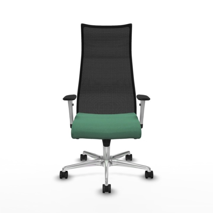 Albacete malla sincro malla negra bali verde esmeralda brazos blancos base aluminio ruedas 65 mm nailon