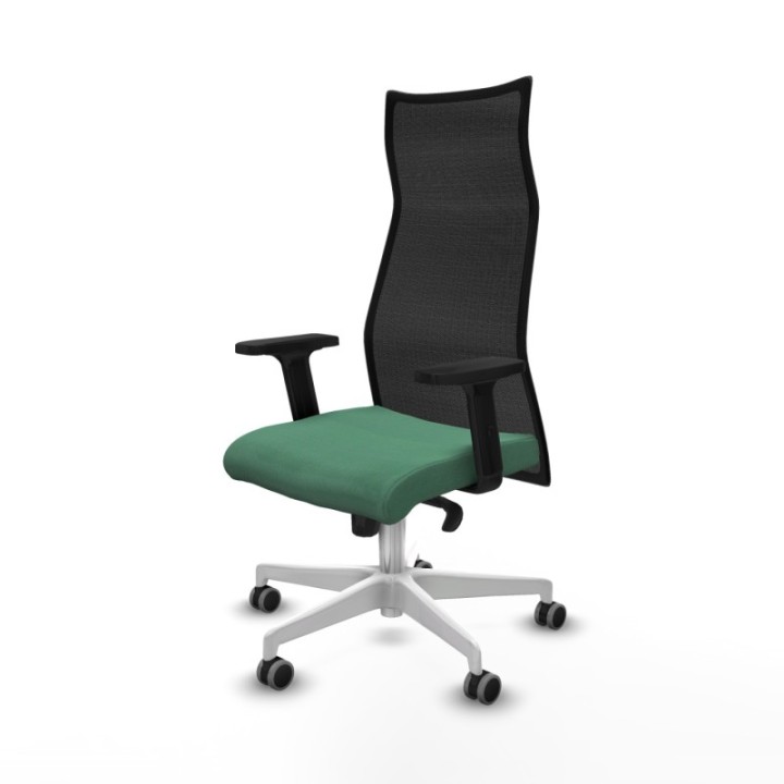 Albacete malla sincro malla negra bali verde esmeralda brazos 2D base blanca ruedas 65mm engomadas