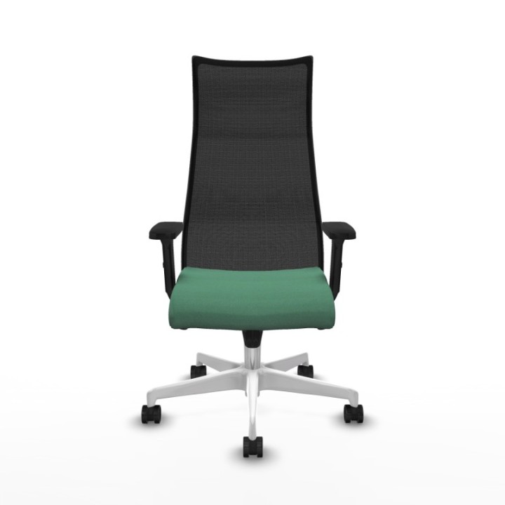 Albacete malla sincro malla negra bali verde esmeralda brazos 2D base blanca ruedas 65 mm nailon