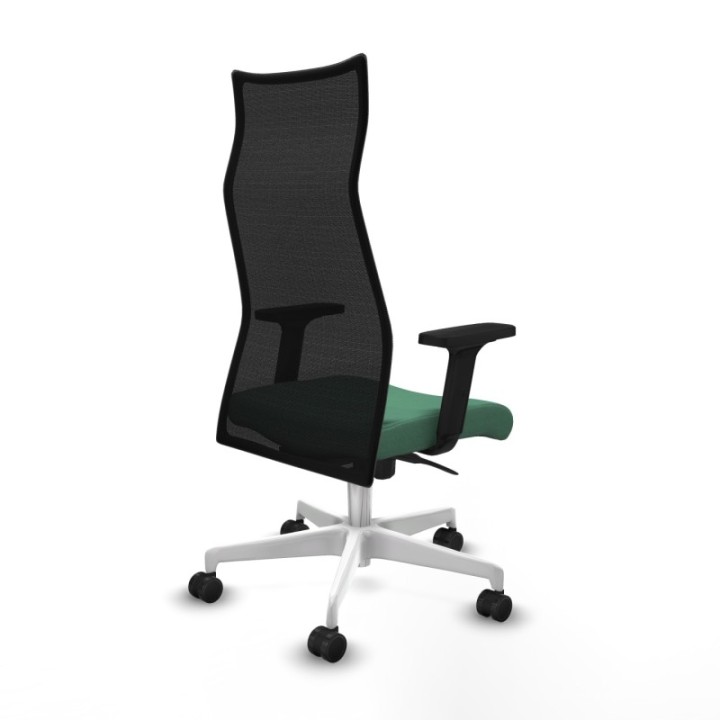 Albacete malla sincro malla negra bali verde esmeralda brazos 2D base blanca ruedas 65 mm nailon