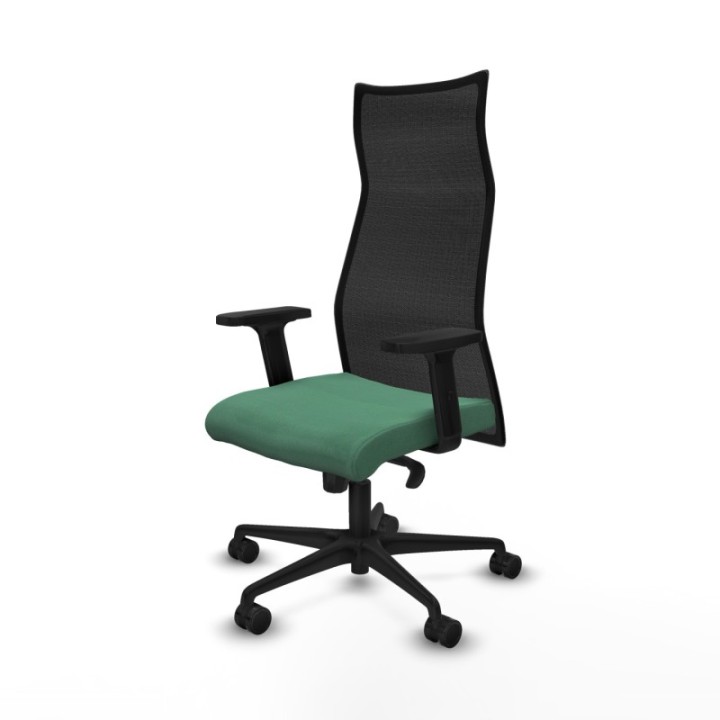 Albacete malla sincro malla negra bali verde esmeralda brazos 2D base nailon ruedas 65 mm nailon