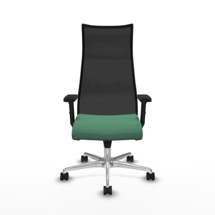 Albacete malla sincro malla negra bali verde esmeralda brazos 2D base aluminio ruedas 65 mm nailon