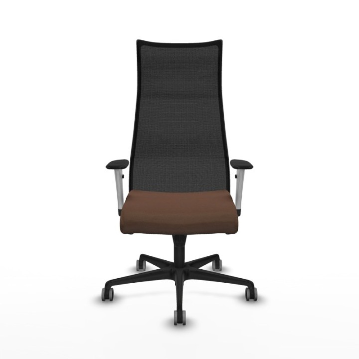 Albacete malla sincro malla negra bali marrón oscuro brazos blancos base nailon ruedas 65mm engomadas